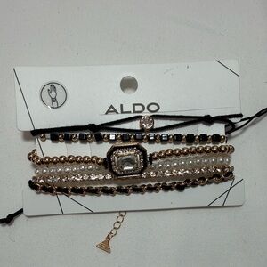 Aldo Black and Gold Bracelet Collection set of 6 bracelets